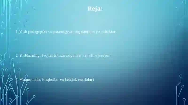 Yosh pedagogik va psixologiya fanining tadqiqot sohasi va muamolari 2