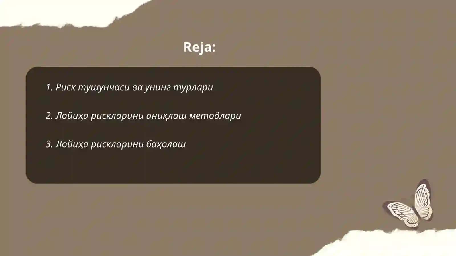 Лойиха рискларини бошкариш 2