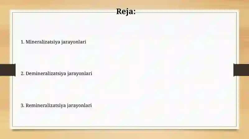 Mineralizatsiya, demineralizatsiya va remineralizatsiya jarayonlari 2