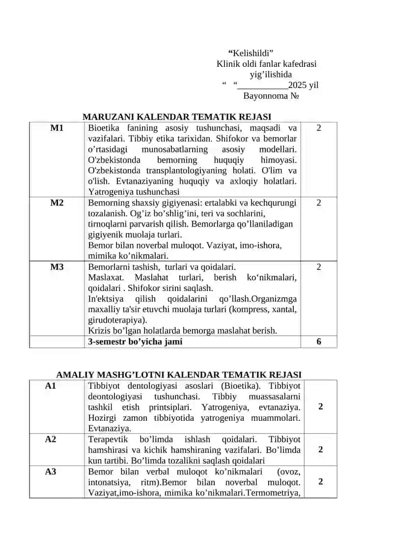 KALENDAR TEMATIK REJA II KURS 2