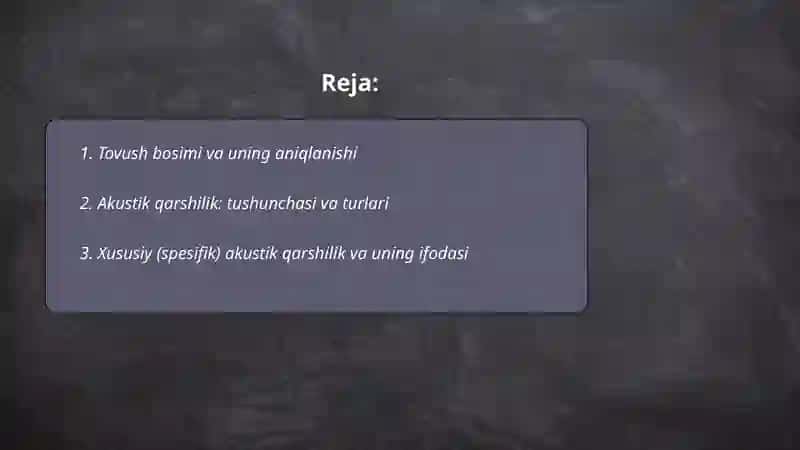 Tovush bosimi Akustik qarshilik 2