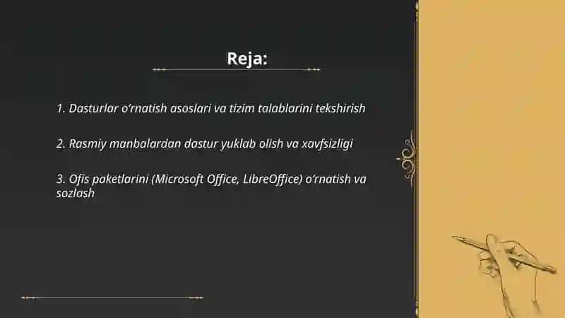 Dasturlar oʻrnatish (Ofis, amaliy dasturlar, utilitlar) 2