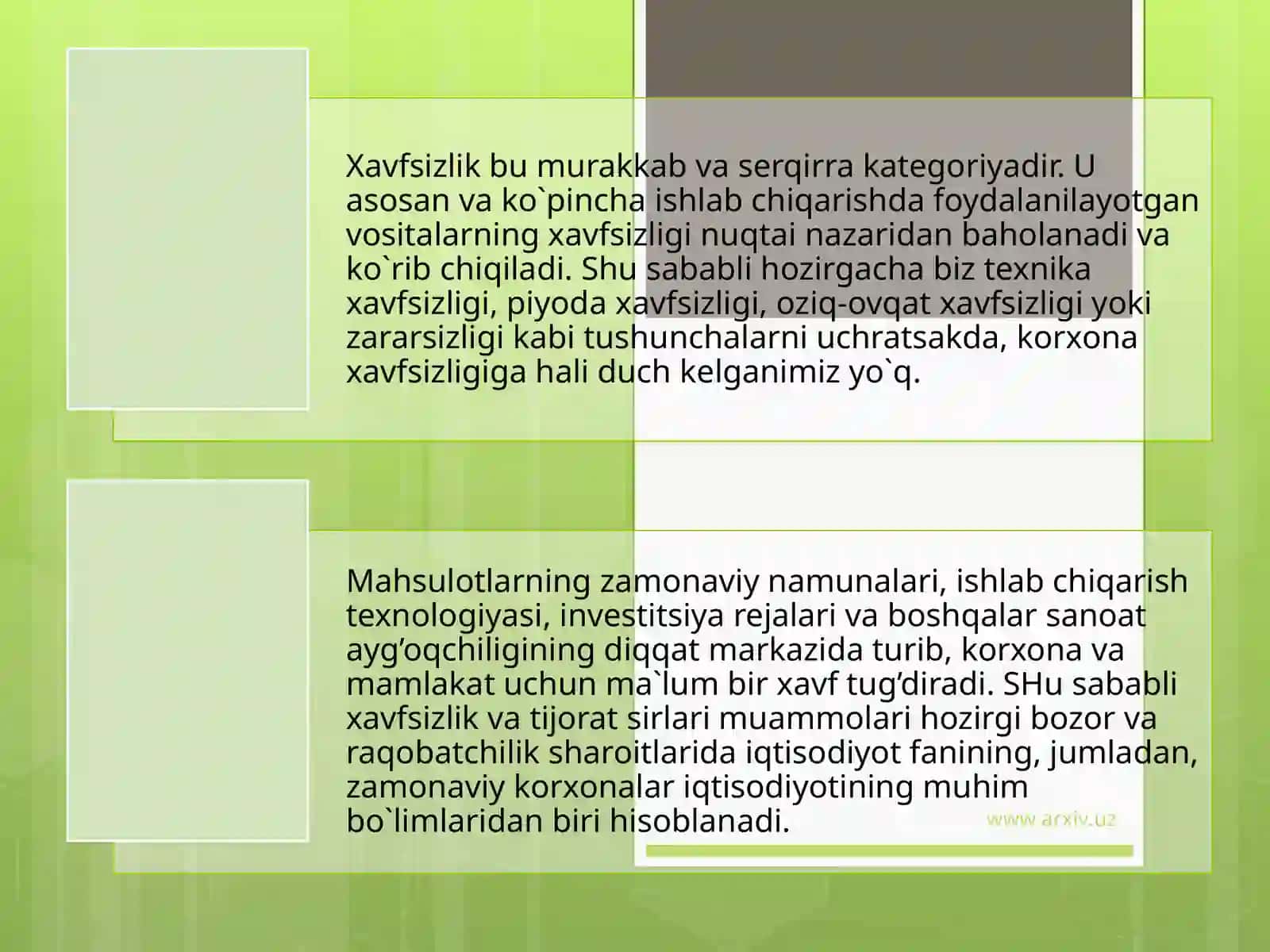 Iqtisodiyotni rivojlantirishning yuqori sur`atlarini ta`minlash sharoitida korxonaning tijorat siri va xavfsizligini ta`minlash 2