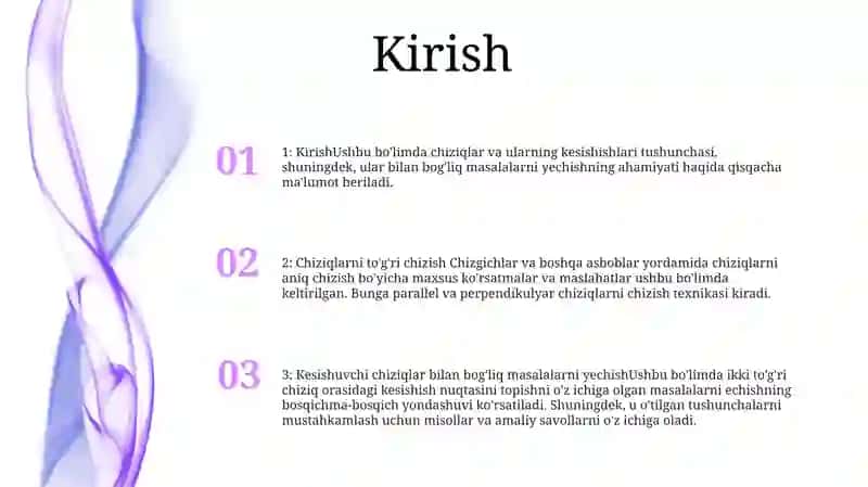 Sirtlarni To'G'Ri Chiziq Bilan Va O'Zaro Kesishuvchiga Doir Masalalar Yechish 2