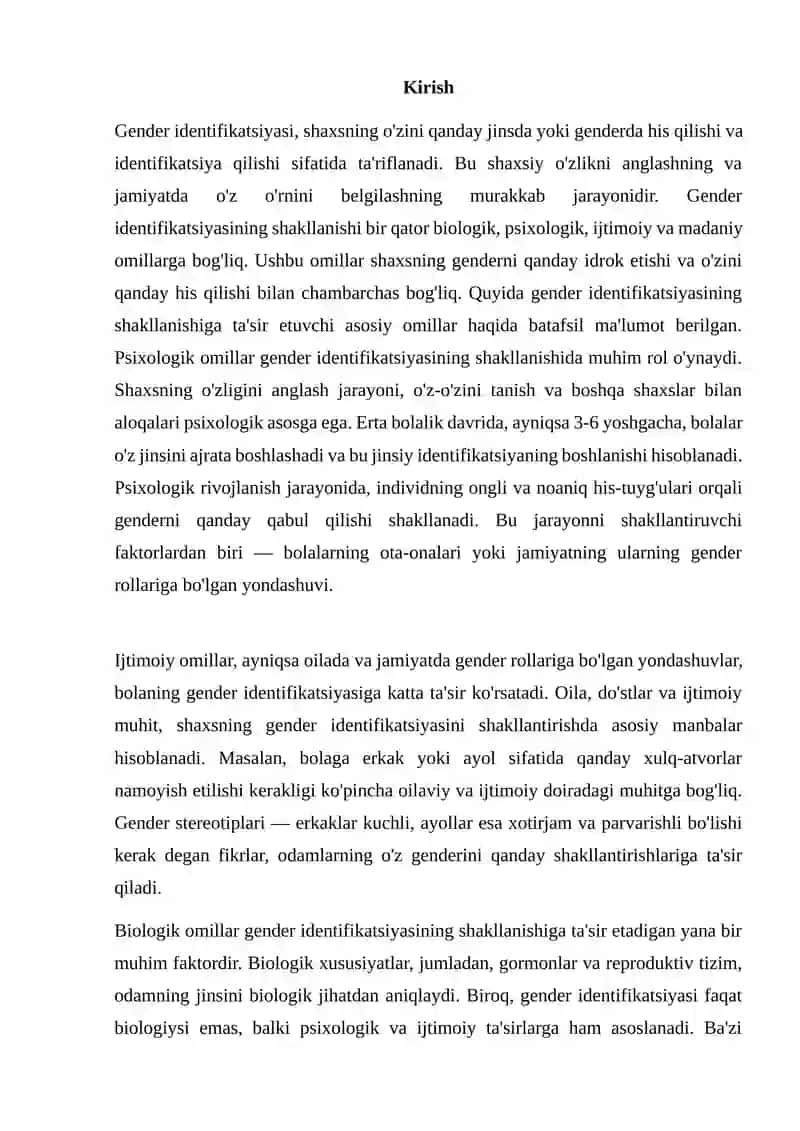 GENDER IDENTIFIKATSIYANI SHAKLLANGANLIK DARAJASINI ANIQLOVCHI OMILLAR 2