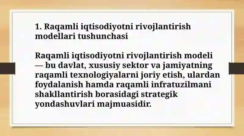 Raqamli iqtisodiyotni rivojlantirishning asosiy konsepsiyalari 2