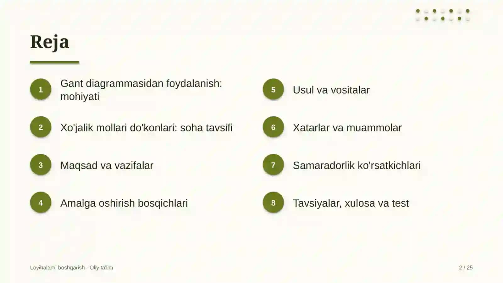 xo'jalik mollari do'konlarida gant diagrammasidan foydalanish 4891 2