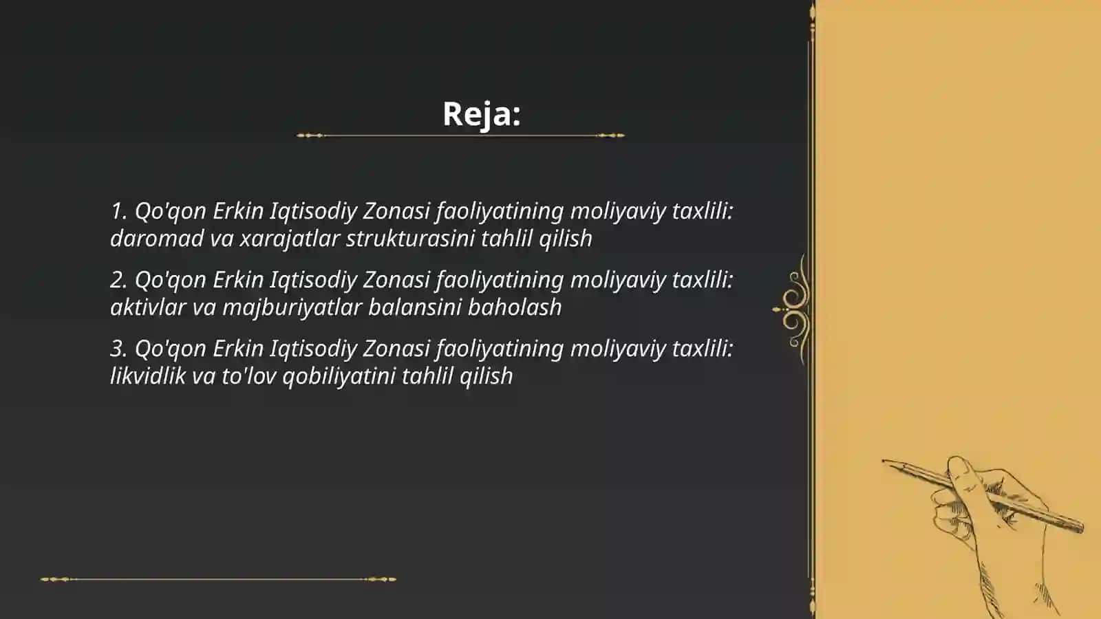 Qo'qon Erkin Iqtisodiy Zonasi faoliyatining moliyaviy taxlili 2