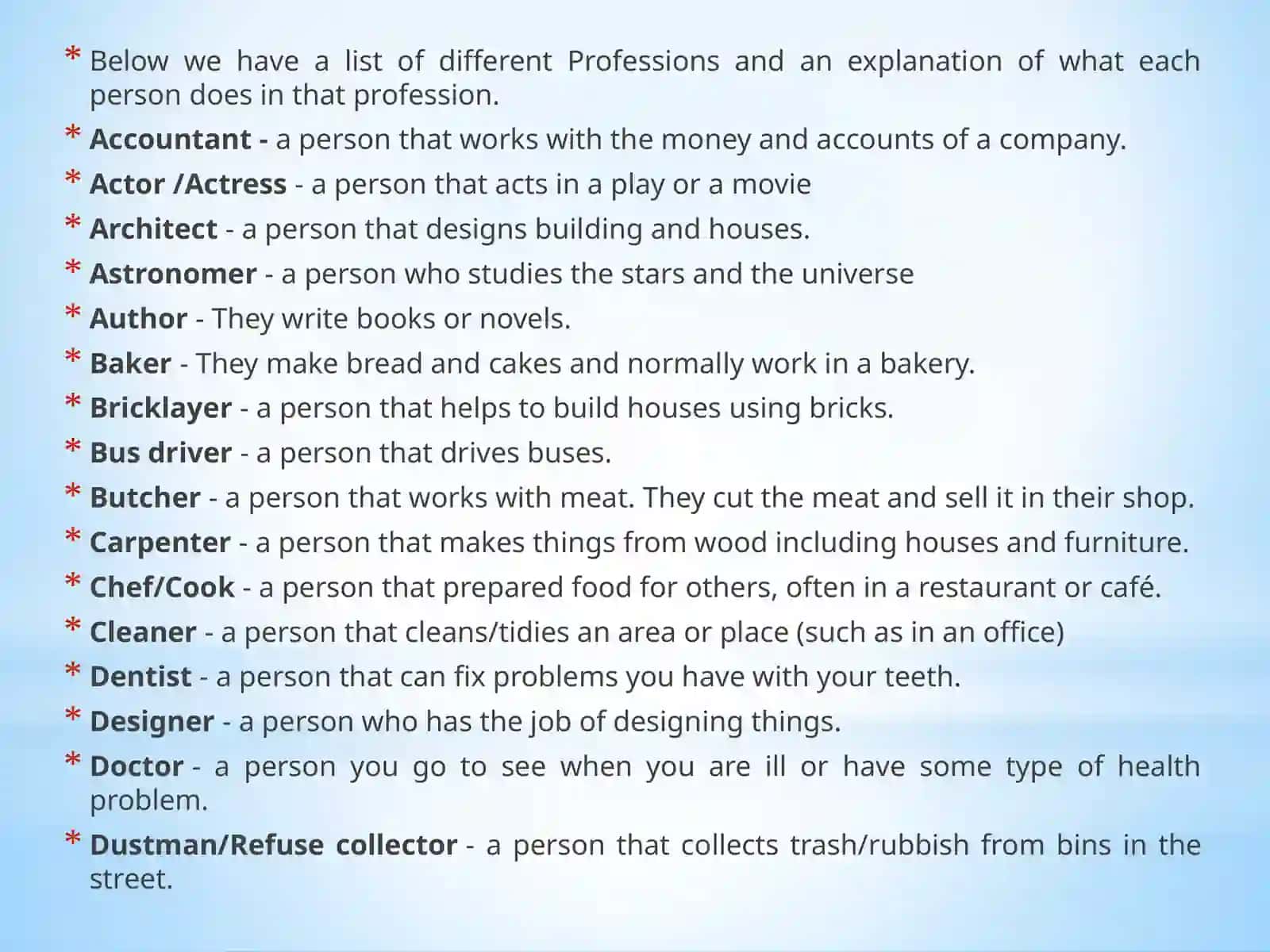 Professions & Occupations English Vocabulary 2