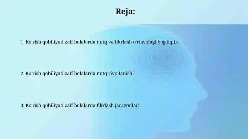 Ko'rishda nuqsoni bo'lgan bolalar nutq va tafakkuri 2