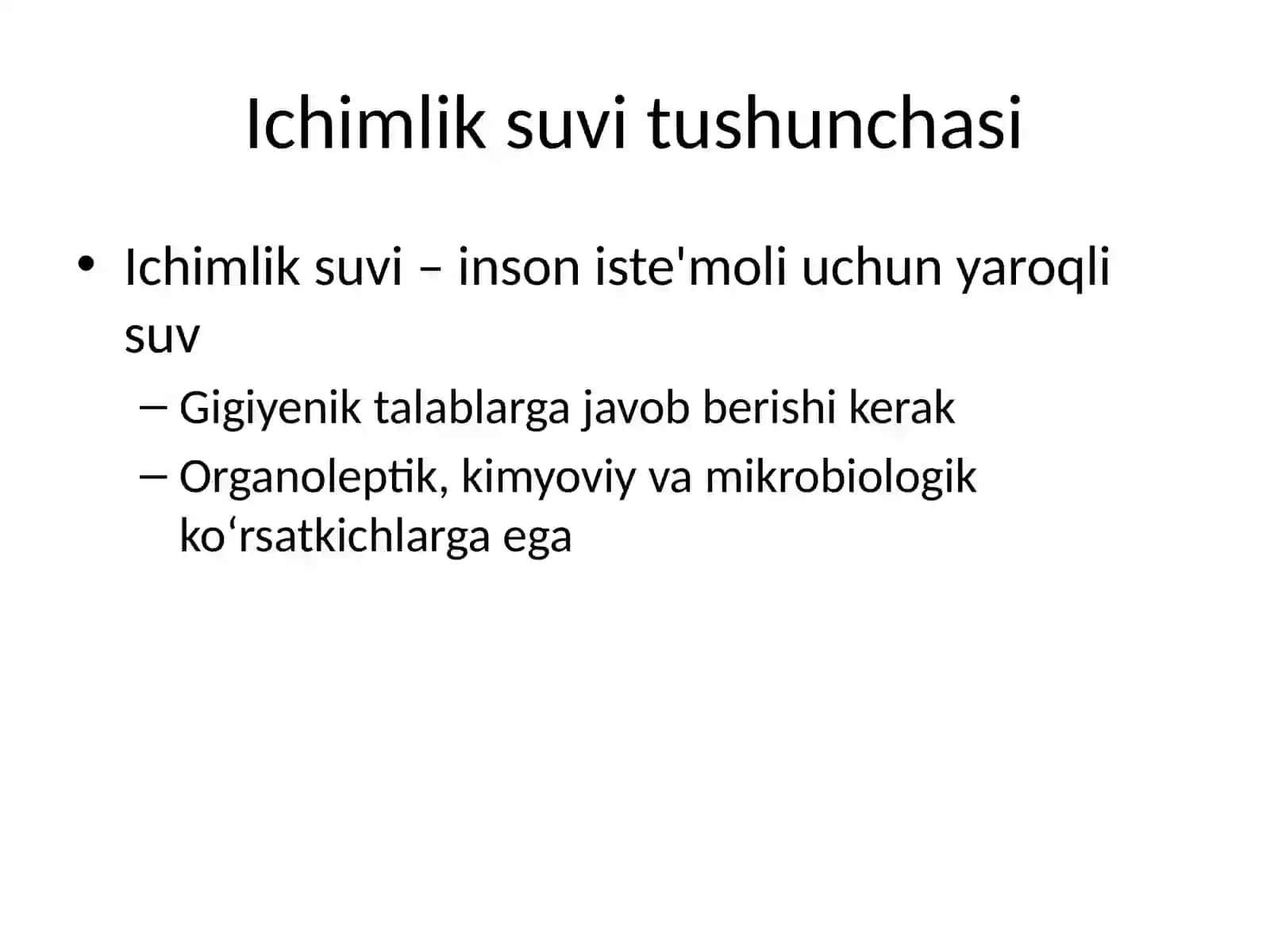 Ichimlik suvi sifatini nazorat qilish 2
