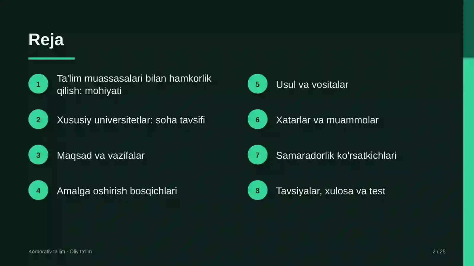 Xususiy universitetlarda ta'lim muassasalari bilan hamkorlik qilish 2