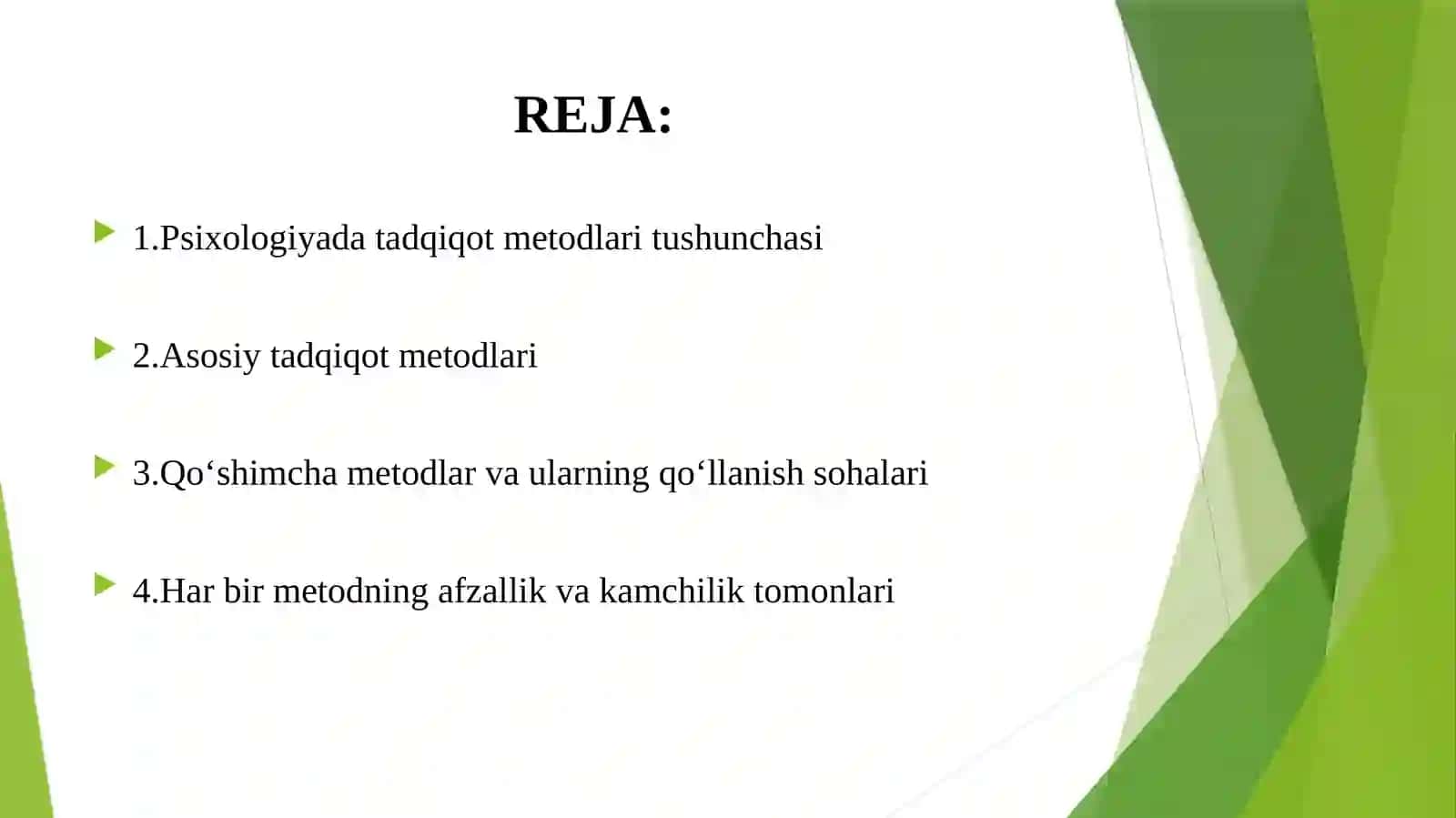 PSIXOLOGIYANING ILMIY TADQIQOT METODLARI 2