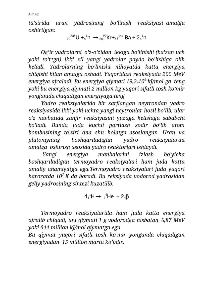 Yadro reaksiyalari 2