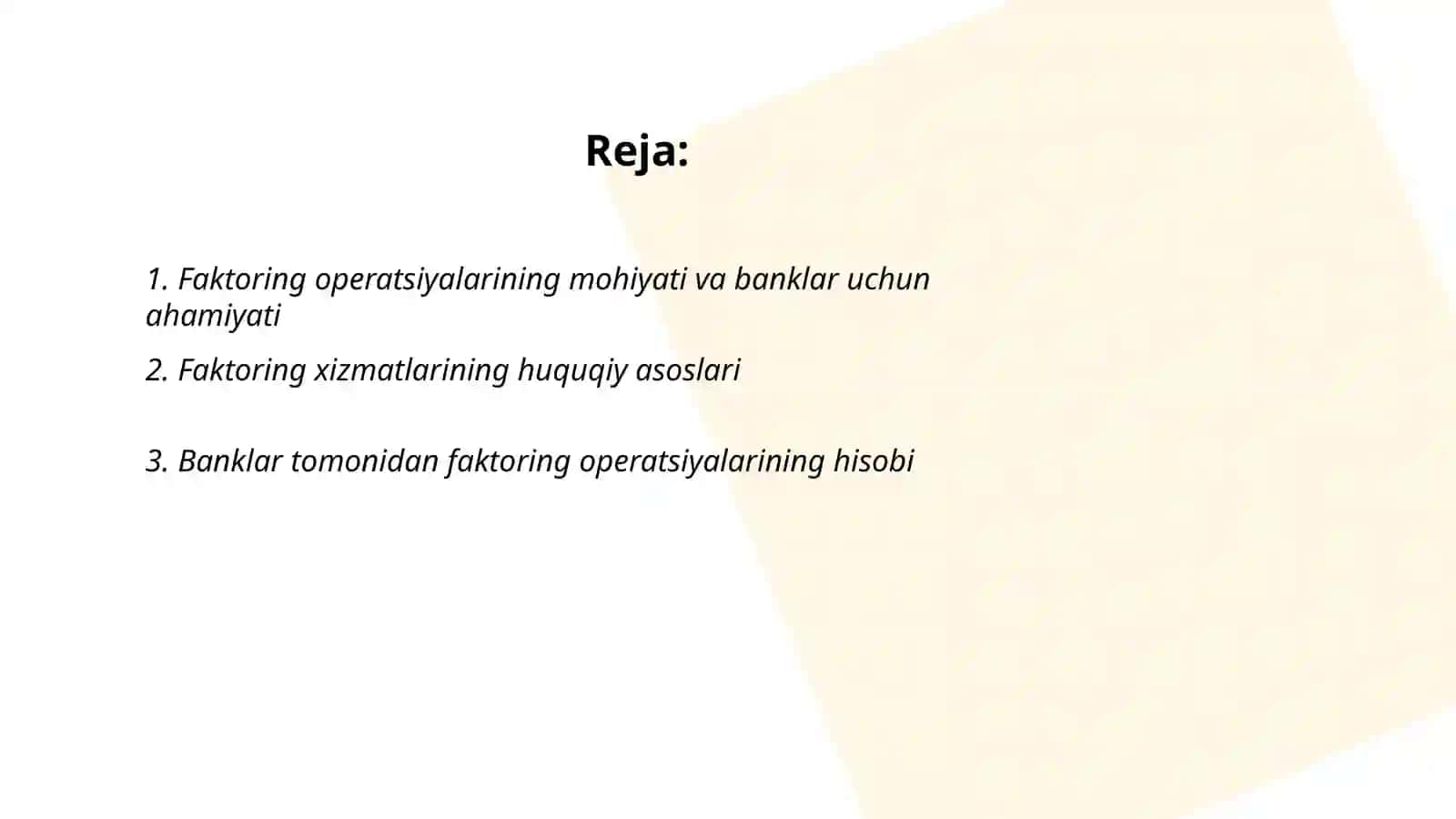 Faktoring operatsiyalari 2