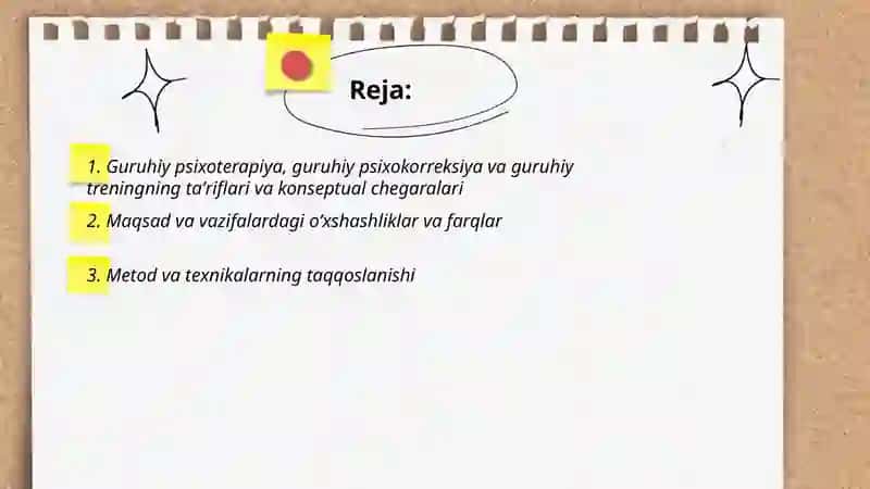 Guruhiy psixoterapiya, psixokorreksiya va trening tushunchalari 2