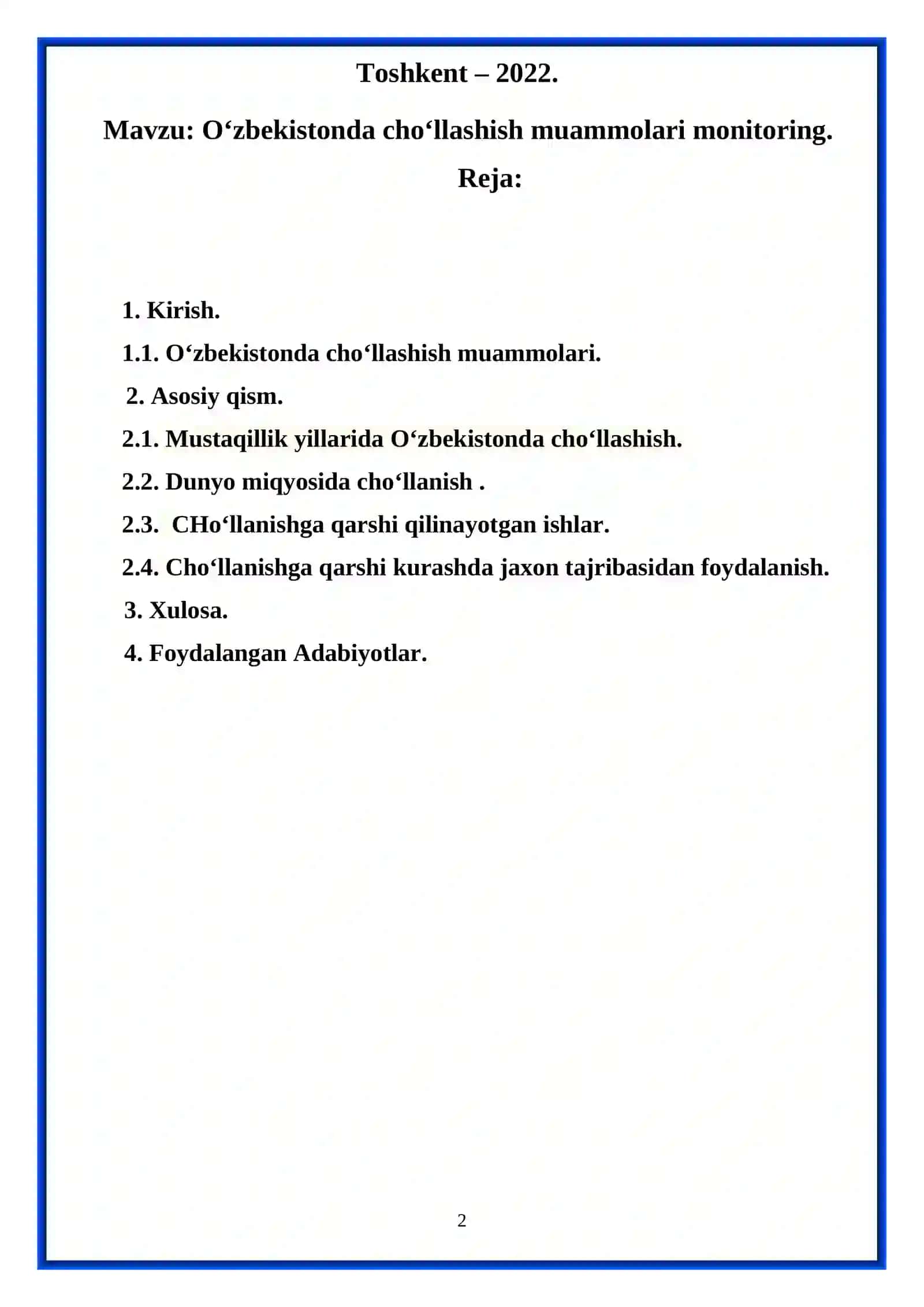 О‘zbekistonda chо‘llashish muammolari va ularni hal etish usullari 2