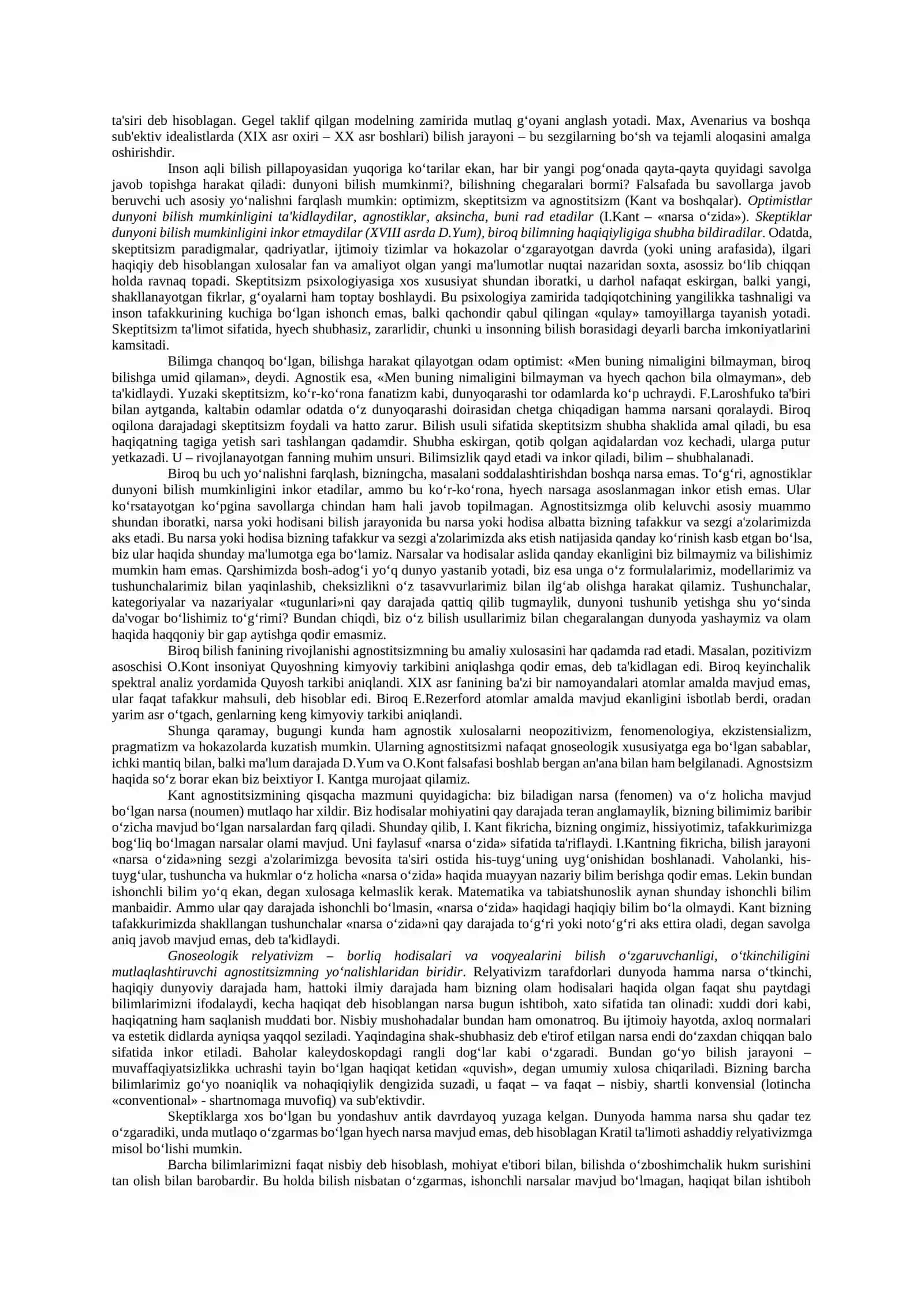 BILISH NAZARIYASI Bilish nazariyasining predmeti. Gnoseologiyaning mohiyati va mazmuni. 2