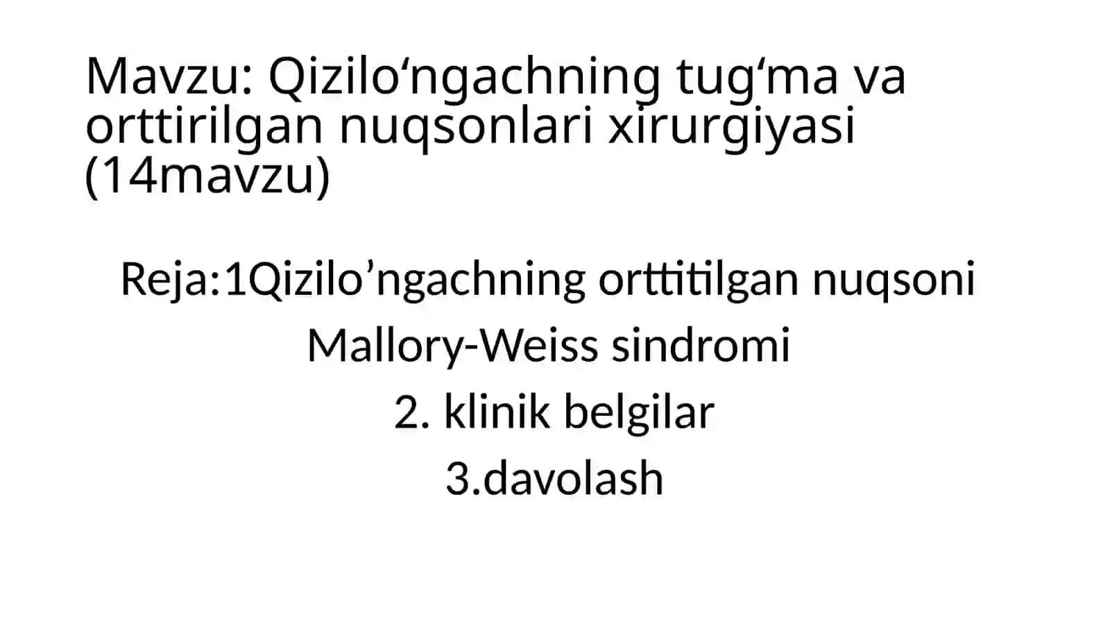 Qizilo‘ngachning tug‘mava orttirilgan nuqsonlar ixirurgiyasi 2