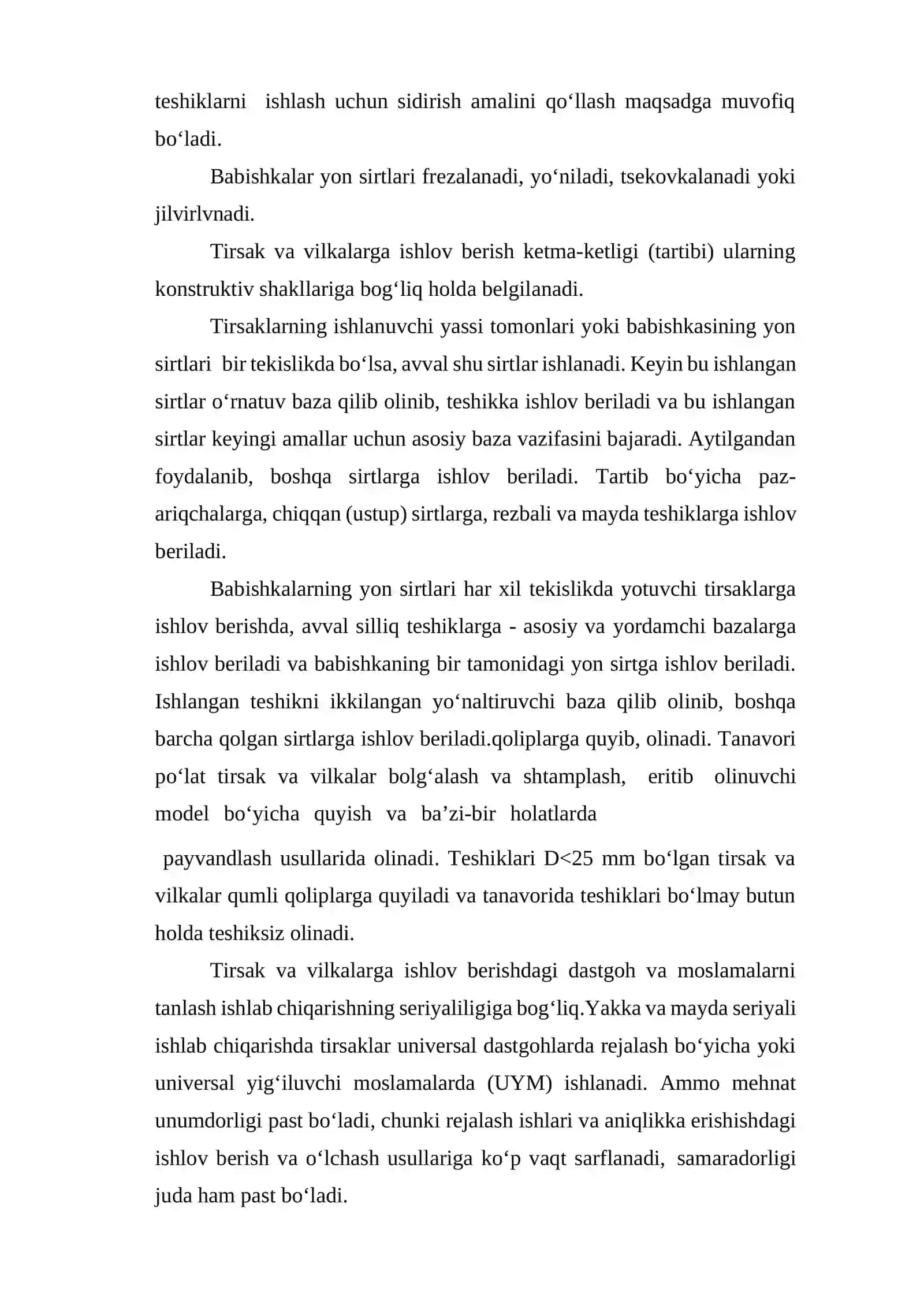 Tirsak Va Vilka Tipidagi Detallar Tayyorlash Texnologiyasi 2