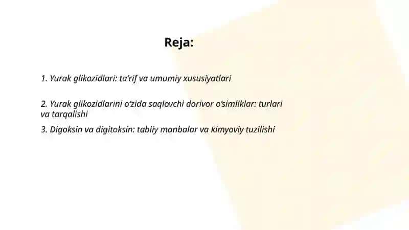 Yurak glikozidlari saqlovchi dorivor tandifi va fitokimyolar 2
