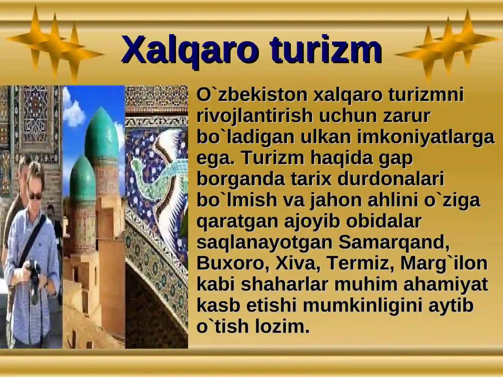 Turizm rivojining xalqaro iqtisodiy aloqalari 2