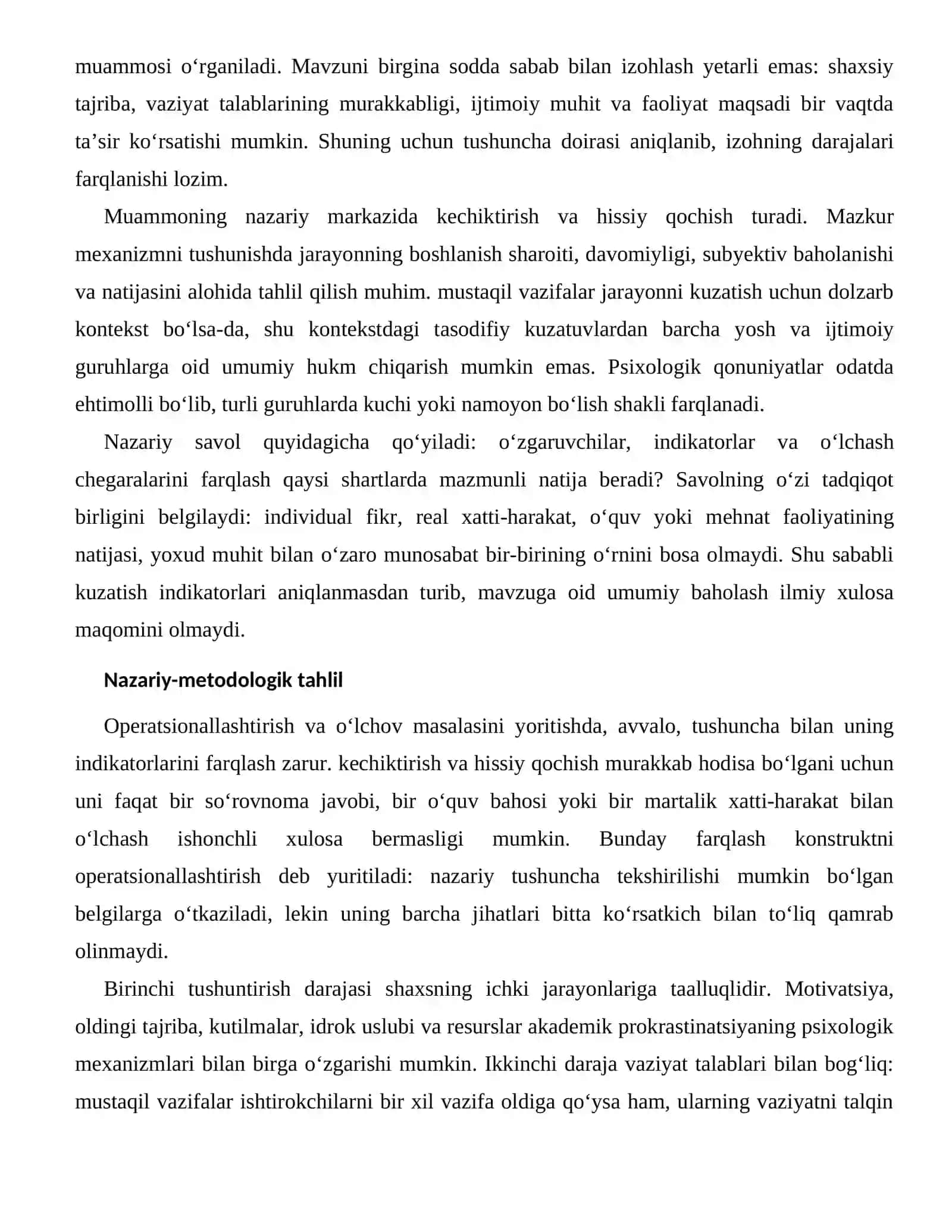 AKADEMIK PROKRASTINATSIYANING PSIXOLOGIK MEXANIZMLARI — BAHOLASH VA DIAGNOSTIKA MASALALARI 2
