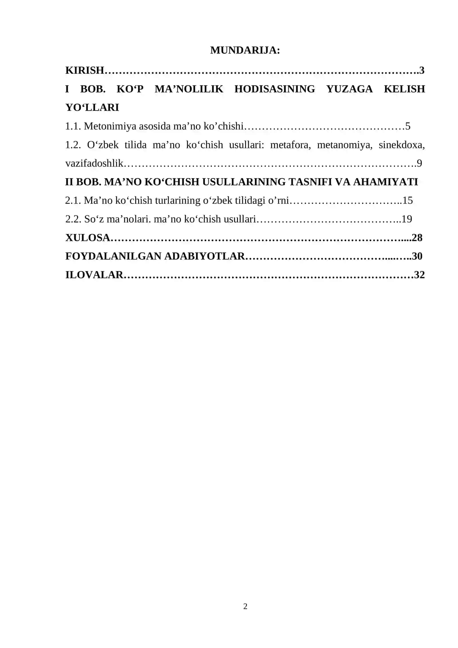 O'zbek tilida so'z ma'nolari. Ko'chimlar 2
