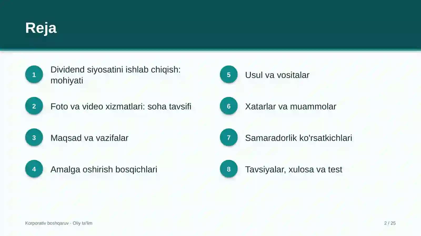 foto va video xizmatlarida dividend siyosatini ishlab chiqish 6634 2