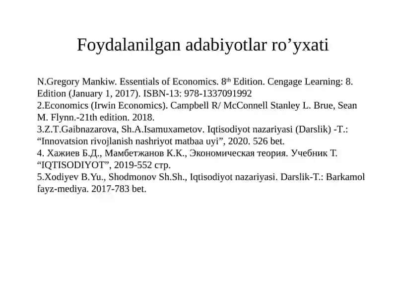 TALAB VA TAKLIF NAZARIYASI. BOZOR MUVOZANATI 2