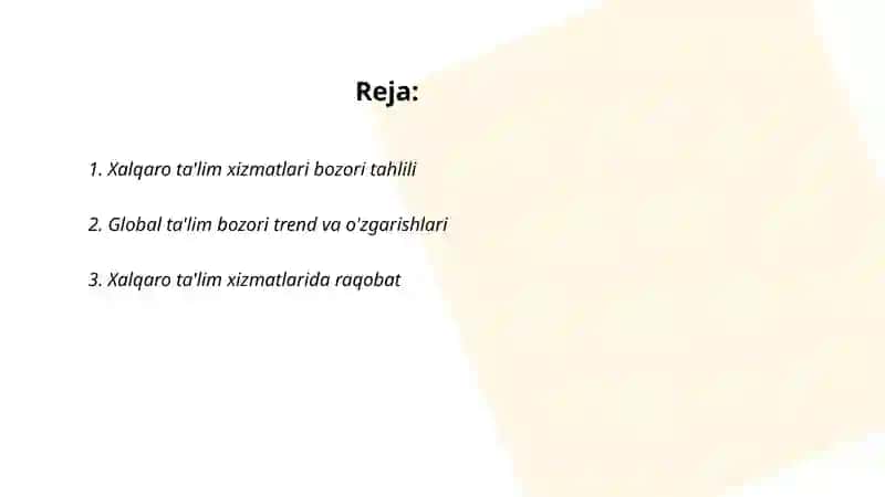 Xalqaro ta'lim xizmatlari bozori tahlili 2