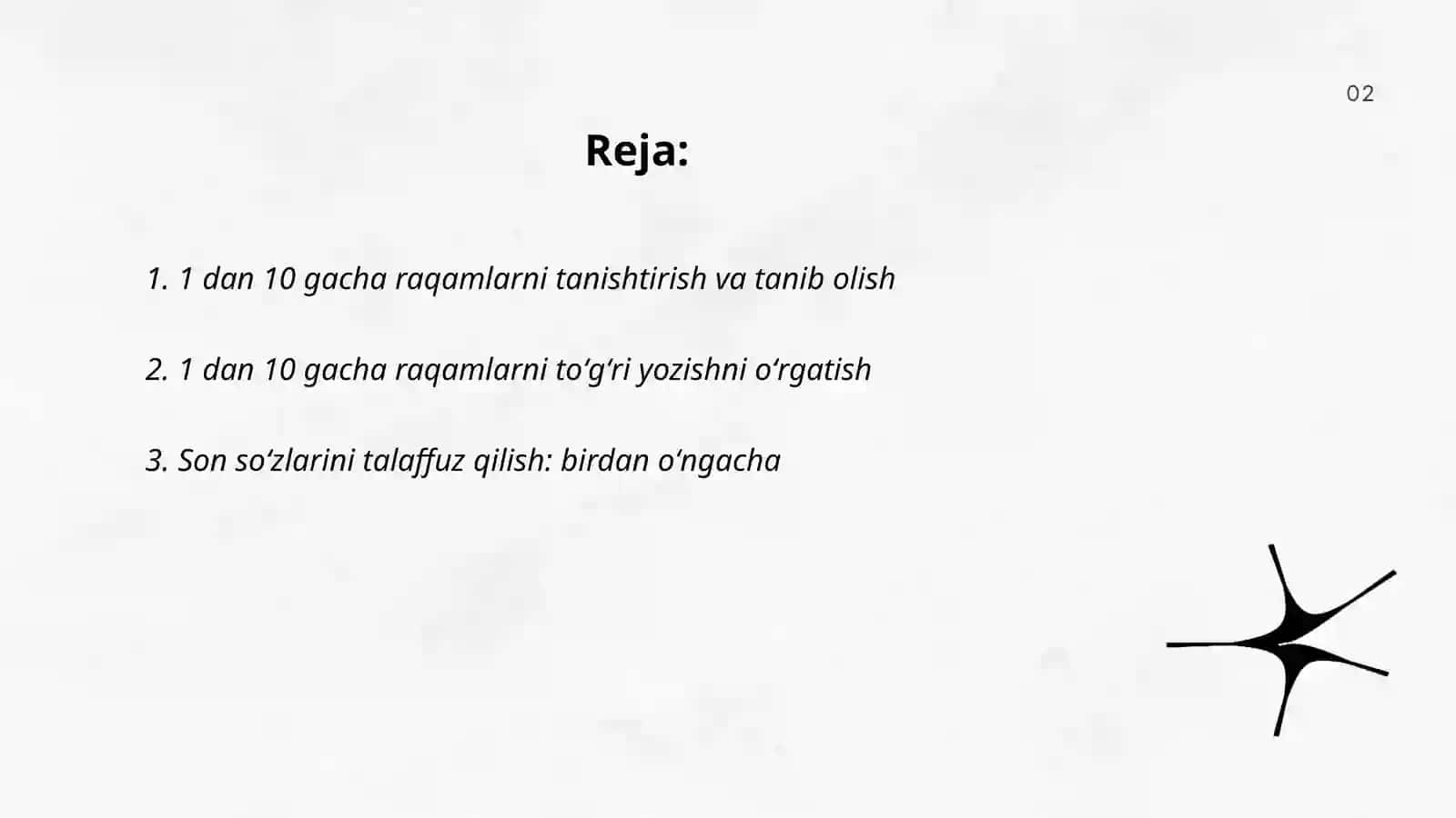 1 sinfga 1 dan 10 gacha boʻlgan sonlarni oʻrgatish 2