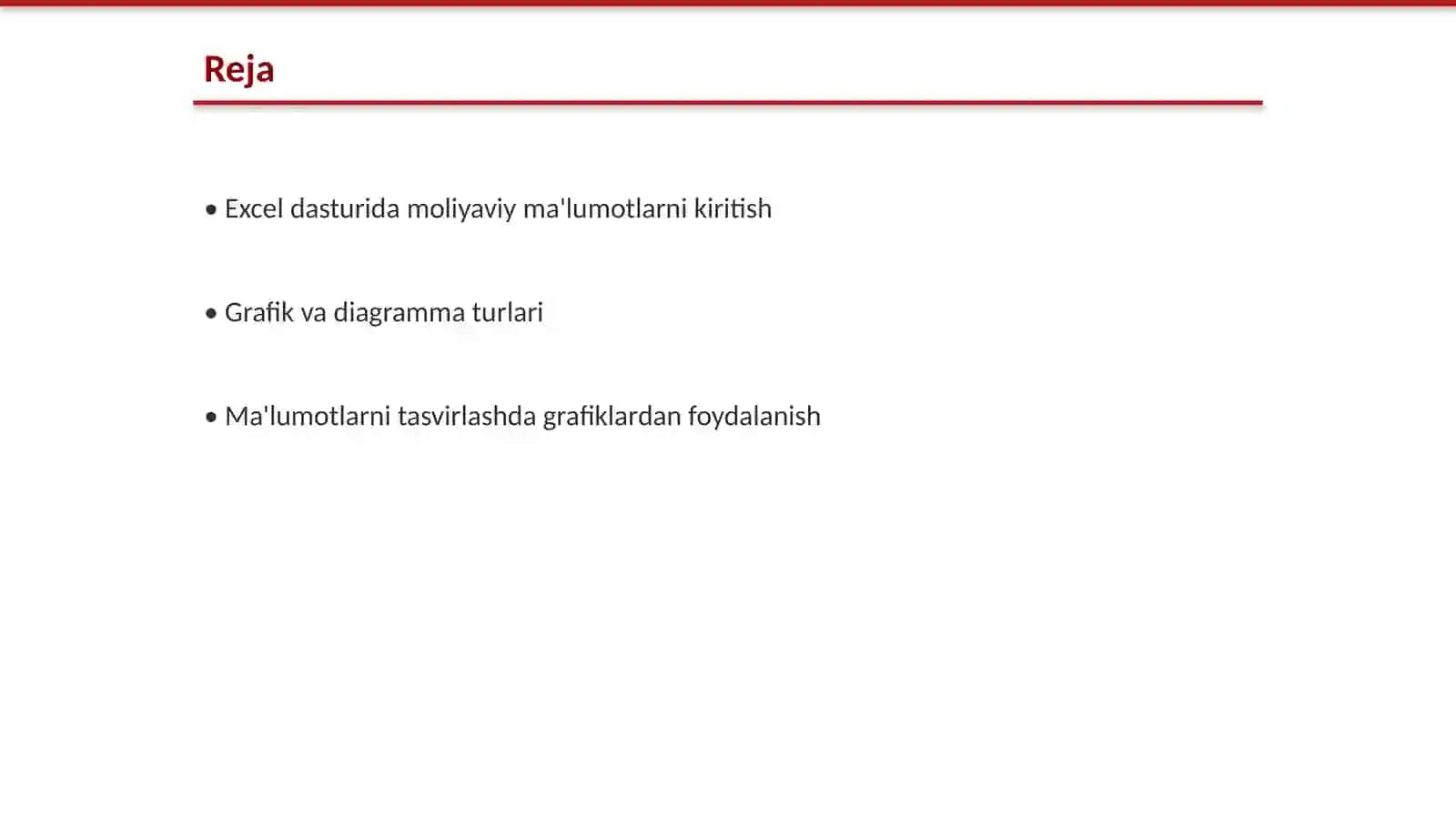 Excel da moliyaviy ma'lumotlarni grafik va diagrammalar orqali tahlil qilish 2