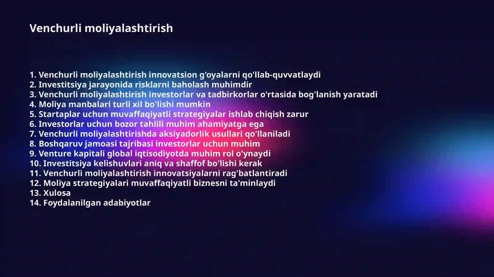 Venchurli moliyalashtirish 2