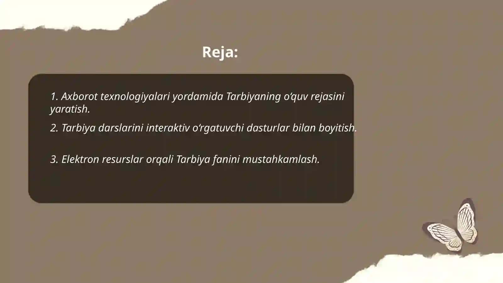 Tarbiya fanini foydalanish o'qitishda axborot texnologiyalaridan 2