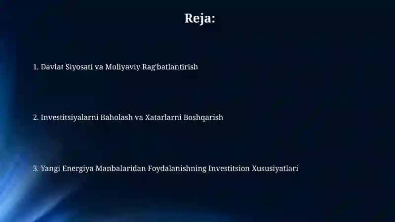 Investitsiyalash xususiyatlari 2