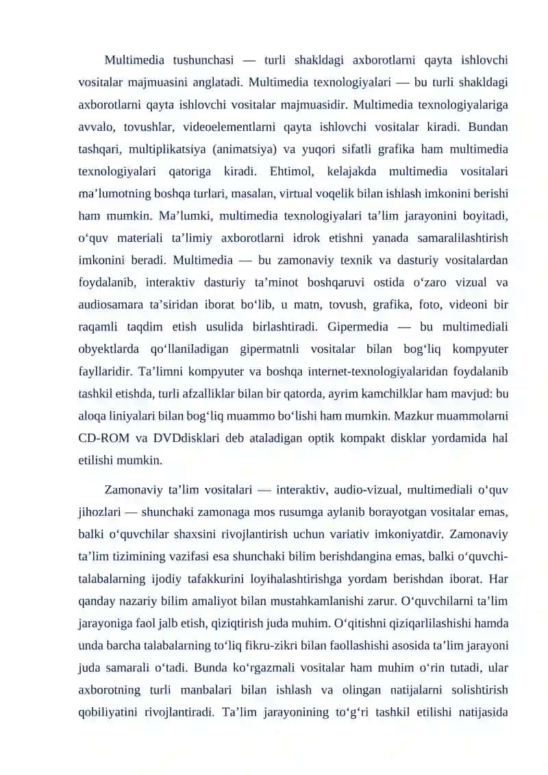 Multimedia va uning zamonaviy ta'minoti 2