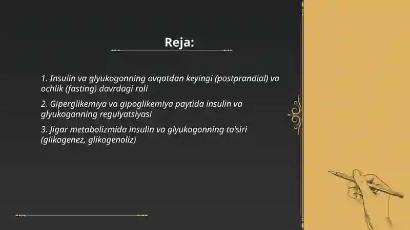 Odam organizmida kechadigan metabolik jarayonlarda insulin va glyukogonning roli 2