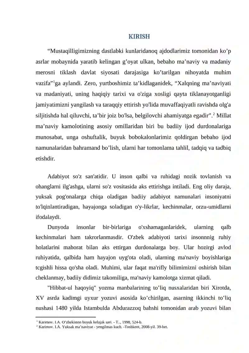 Hibbat ul haqoyiq asarida insoniy sifatlarning ulug'lanishi 2