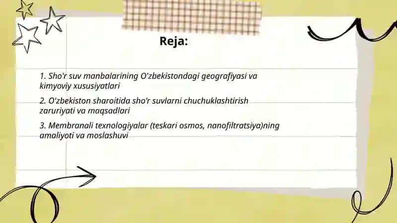 O'zbekiston sharoitida sho'r suvlarni chuchuklashtirish g'oyasini yaratish 2