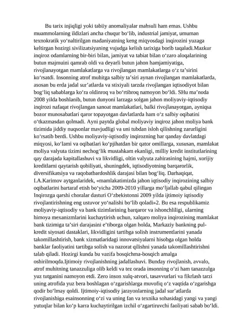 Pandemiya XXI asrning global muammosi va uning oqibatlari 2