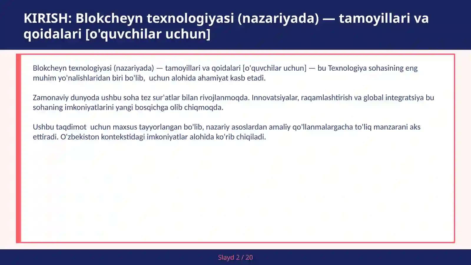 Blokcheyn Texnologiyasi (Nazariyada) - Tamoyillari va Qoidalari [O'quvchilar uchun] 2