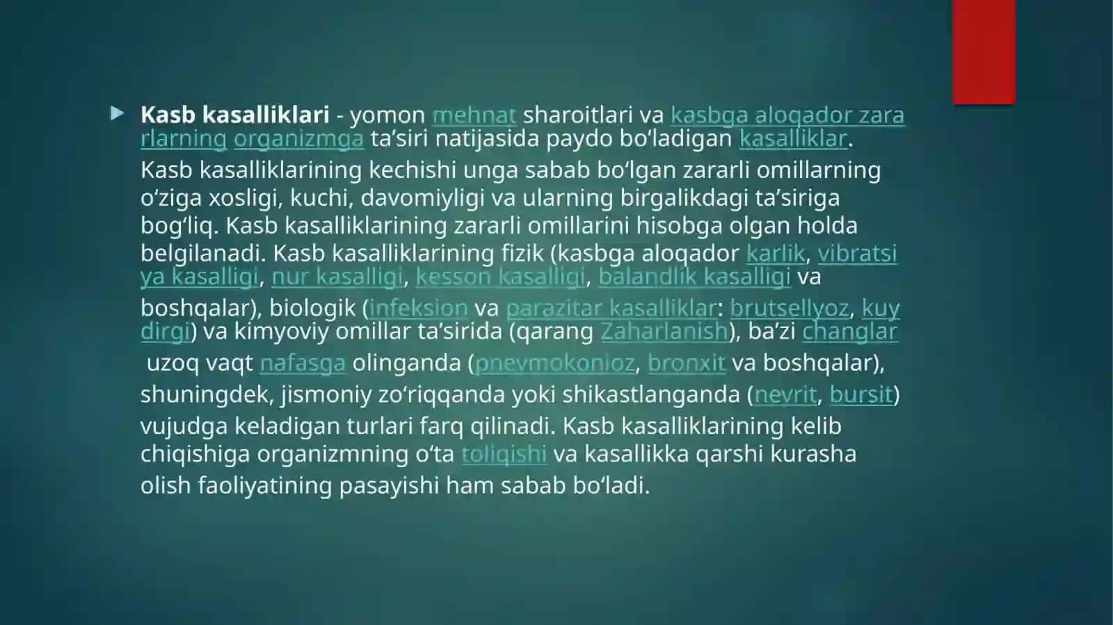 Kasbiy kasalliklarni va ishlab chiqarishdagi jarohatlari tekshirish 2