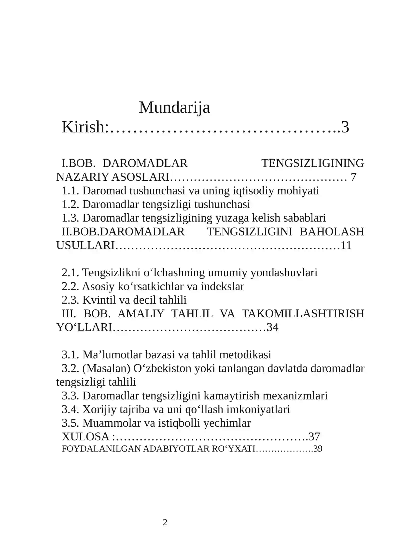 DAROMADLAR TENGSIZLIGINI BAHOLASH USULLARI 2