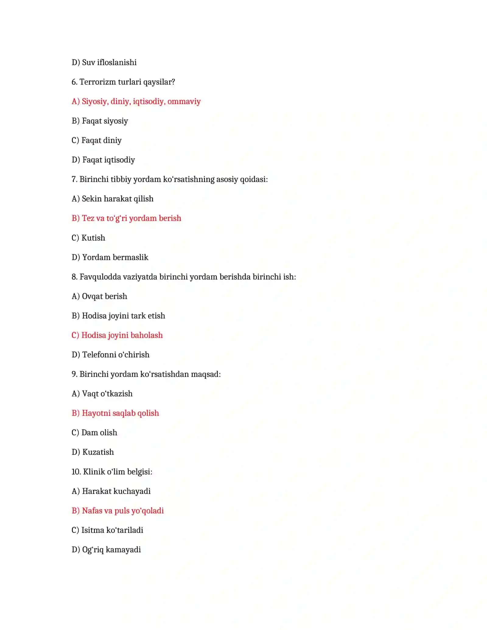 Ekologiya TEST SAVOLLARI (1–50) 2