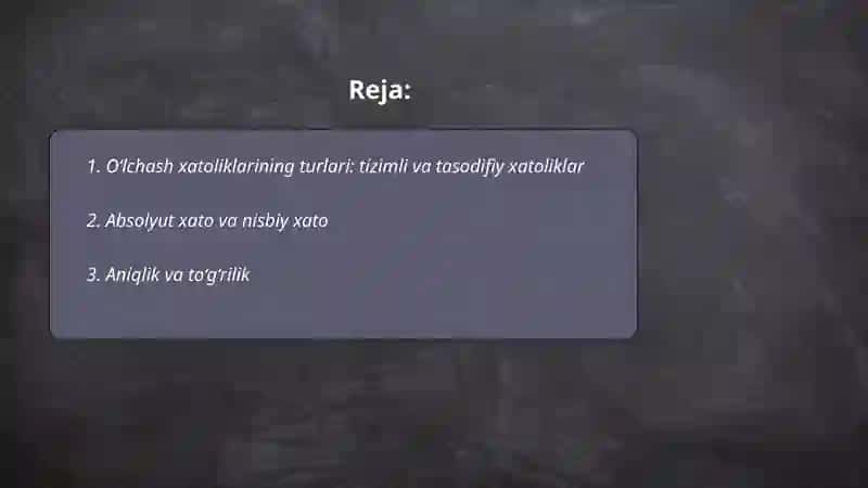 Fizik kattaliklarni o‘lcjashdagi xatoliklar 2