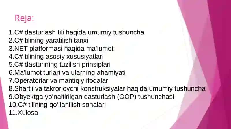 C# Dasturlash tili asoslari 2