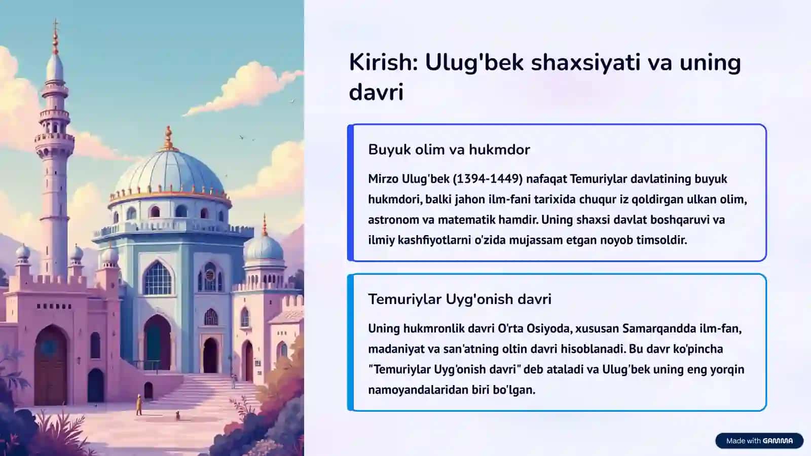 Mirzo Ulug'bek: Davlat arbobi va buyuk olim 2