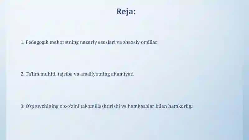 Pedagogik mahoratning shakllanishiga ta’sirqiluvchiomillar 2