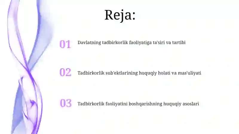 Tadbirkorlik faoliyatini boshqarishning xuquqiy asoslari 2